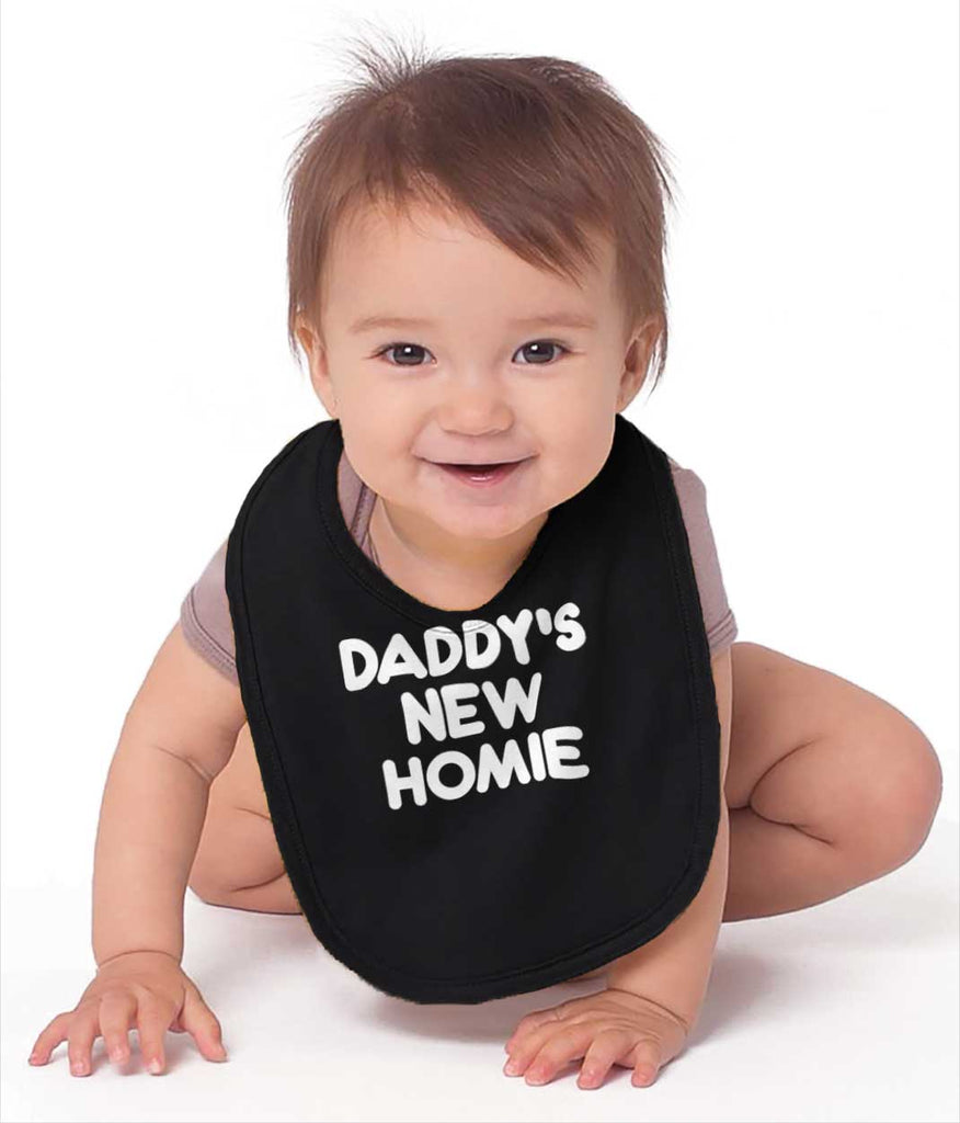 Daddy's New Homie Infant Baby Bib-Direct To Garment Print-Brisco Baby