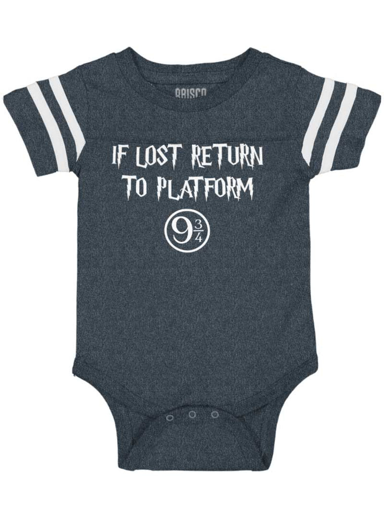 Return Platofrm 9 3/4 Football Romper Bodysuit-Direct To Garment Print-Brisco Baby