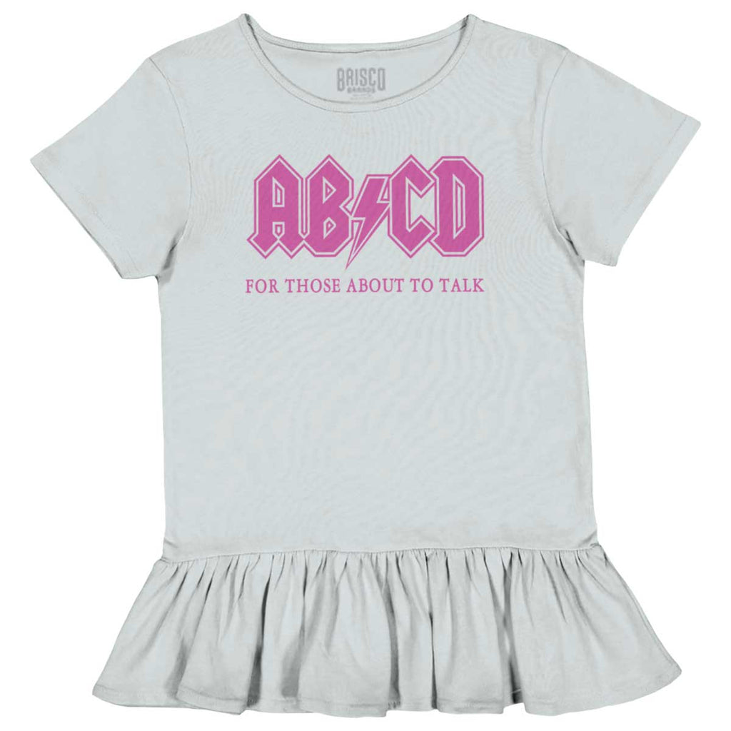 AB CD Toddler Ruffle Bottom Tee-Direct To Garment Print-Brisco Baby