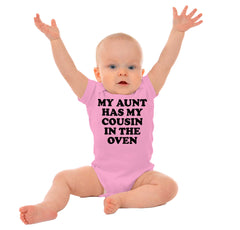 Aunt Has Cousin In Oven Romper Bodysuit-Direct To Garment Print-Brisco Baby