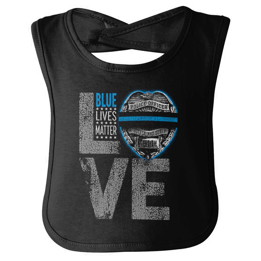 Police Love Infant Baby Bib-Direct To Garment Print-Brisco Baby
