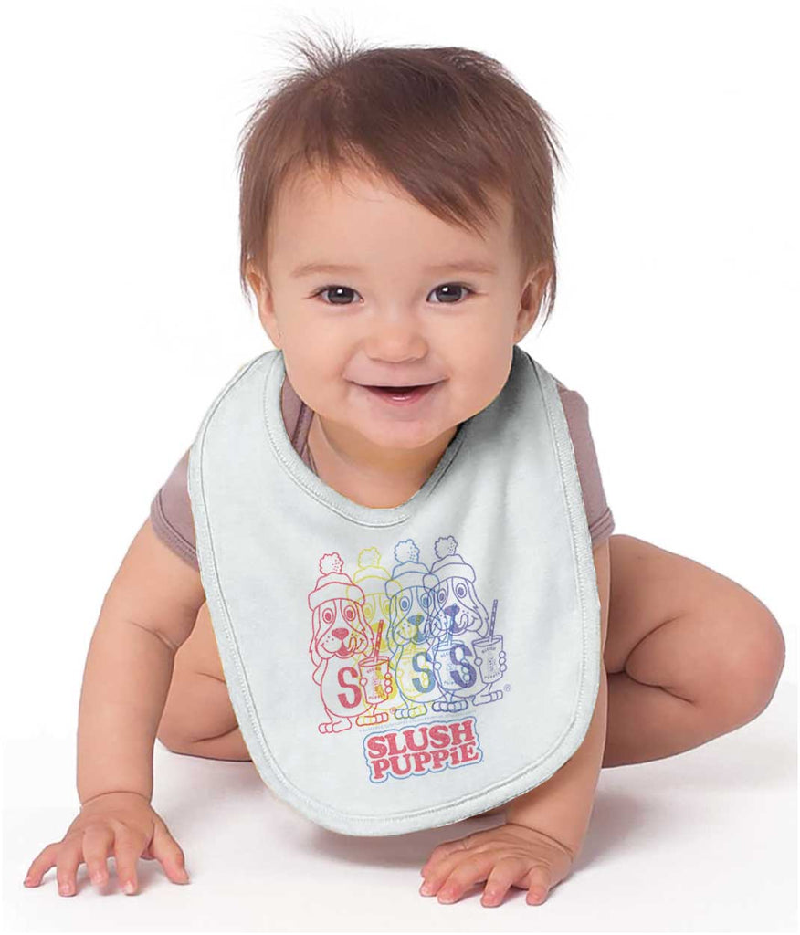 Rainbow Puppie Infant Baby Bib-Direct To Garment Print-Brisco Baby
