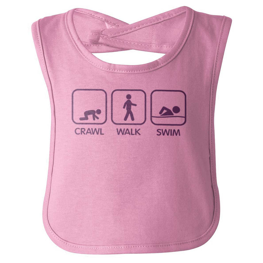 Crawl Walk Swim Infant Baby Bib-Direct To Garment Print-Brisco Baby