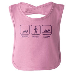 Crawl Walk Swim Infant Baby Bib-Direct To Garment Print-Brisco Baby