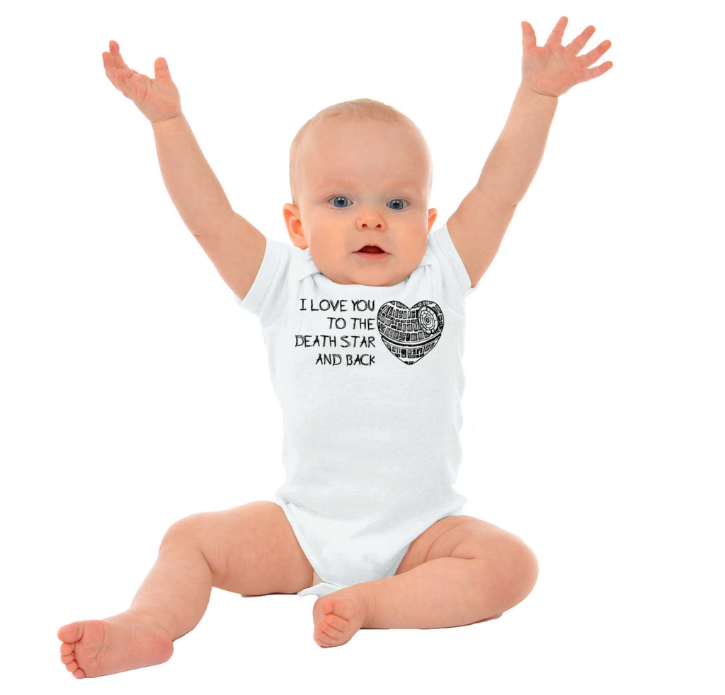 Love You Death Star Romper Bodysuit-Direct To Garment Print-Brisco Baby