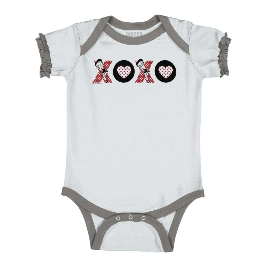 XOXO Baby Ruffled Trim Romper-Direct To Garment Print-Brisco Baby
