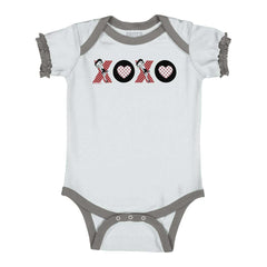 XOXO Baby Ruffled Trim Romper-Direct To Garment Print-Brisco Baby