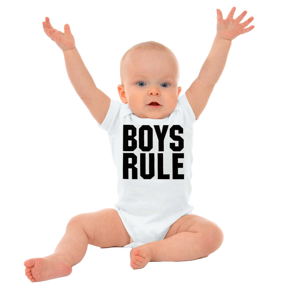 Boys Rule Romper Bodysuit-Direct To Garment Print-Brisco Baby