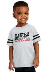 Better With Burgers Toddler Football Jersey Tee-Direct To Garment Print-Brisco Baby
