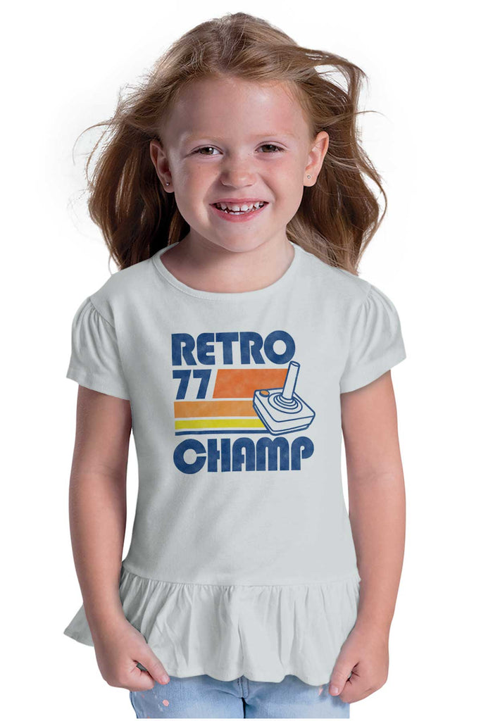 Retro 77 Champ Gamer Dragons Toddler Ruffle Bottom Tee-Direct To Garment Print-Brisco Baby
