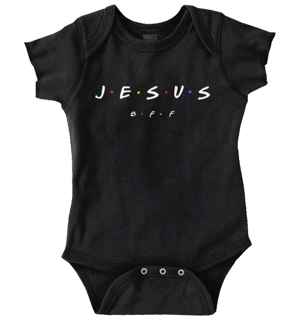 Jesus Christ BFF Romper Bodysuit-Direct To Garment Print-Brisco Baby