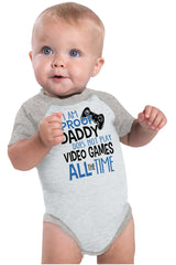 Daddy Plays Video Games Raglan Romper Bodysuit-Direct To Garment Print-Brisco Baby