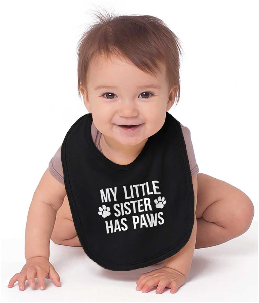 My Little Sister Has Paws Infant Baby Bib-Direct To Garment Print-Brisco Baby