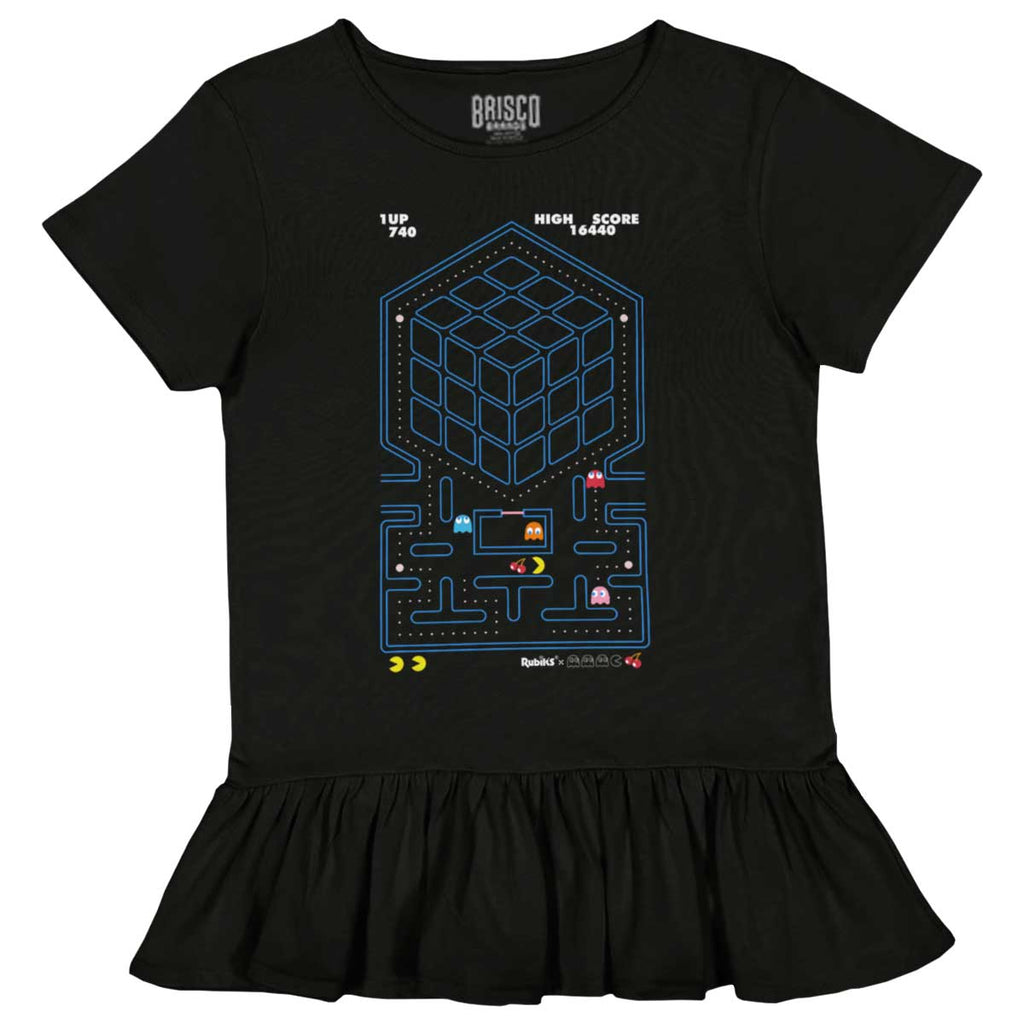Rubik's Screen Toddler Ruffle Bottom Tee-Direct To Garment Print-Brisco Baby