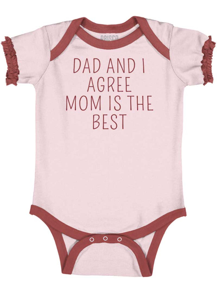 Mom Is Best Baby Ruffled Trim Romper-Direct To Garment Print-Brisco Baby