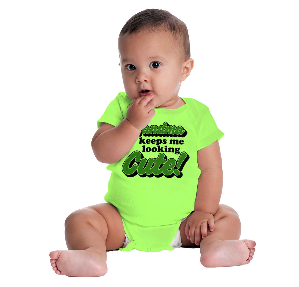 Grandma Keeps Me Cute Romper Bodysuit-Direct To Garment Print-Brisco Baby