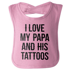 I Love Papa And Tattoos Infant Baby Bib-Direct To Garment Print-Brisco Baby