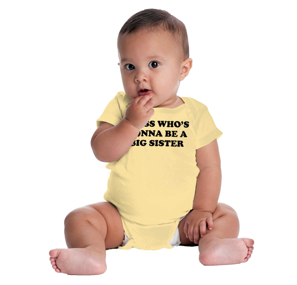 Guess Who's Gonna Be A Big Sister? Romper Bodysuit-Direct To Garment Print-Brisco Baby