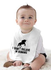 Don't Believe In Humans Infant Baby Bib-Direct To Garment Print-Brisco Baby