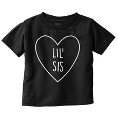 Lil' Sis Heart Infant Toddler T Shirt-Direct To Garment Print-Brisco Baby