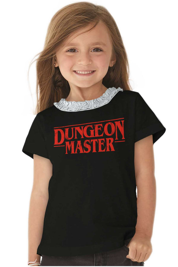 Dungeon Masters TV Show Nerd Toddler Ruffled Trim T-Shirt-Direct To Garment Print-Brisco Baby