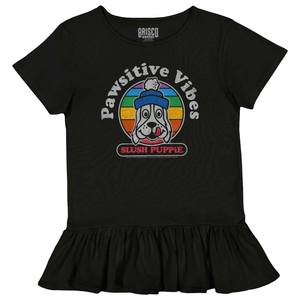Pawsitive Vibes Toddler Ruffle Bottom Tee-Direct To Garment Print-Brisco Baby
