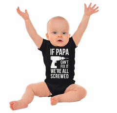 Papa Can't Fix We're Screwed Romper Bodysuit-Direct To Garment Print-Brisco Baby