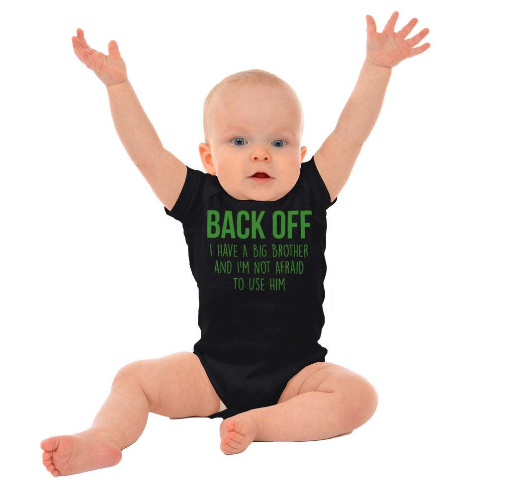 Back Off Have Big Brother Romper Bodysuit-Direct To Garment Print-Brisco Baby