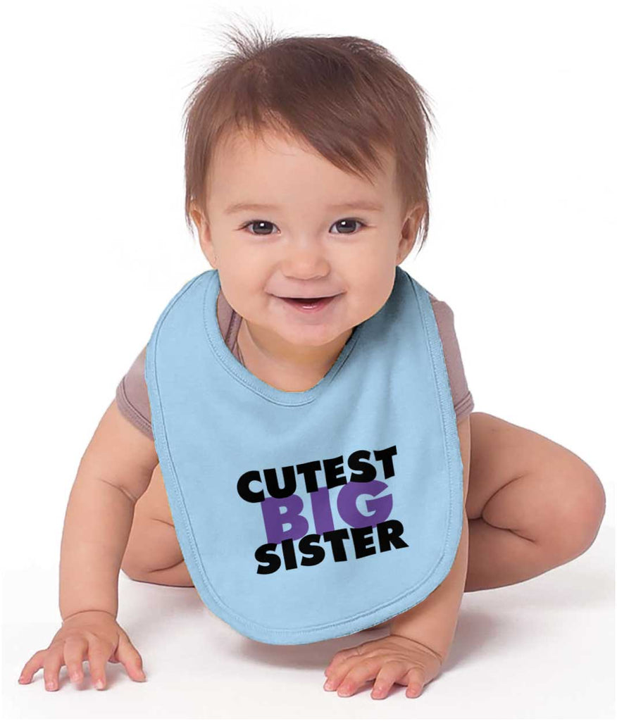 Cutest Big Sister Infant Baby Bib-Direct To Garment Print-Brisco Baby