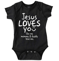 Jesus Loves You Romper Bodysuit-Direct To Garment Print-Brisco Baby