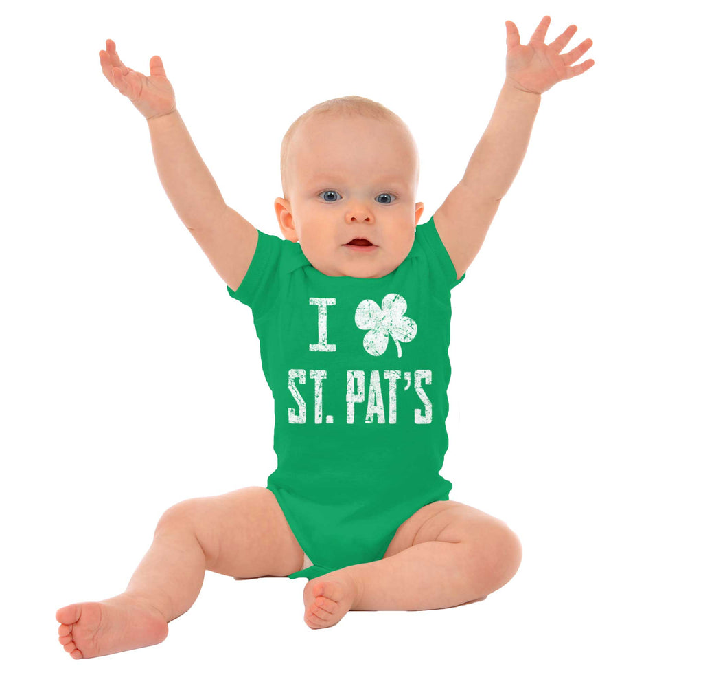 Love St. Pat's Romper Bodysuit-Direct To Garment Print-Brisco Baby