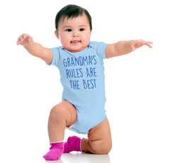 Grandma's Rules Are The Best Romper Bodysuit-Direct To Garment Print-Brisco Baby