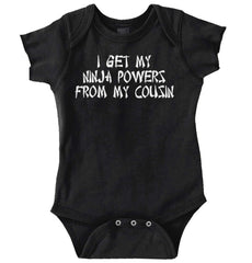 Ninja Powers From Cousin Romper Bodysuit-Direct To Garment Print-Brisco Baby
