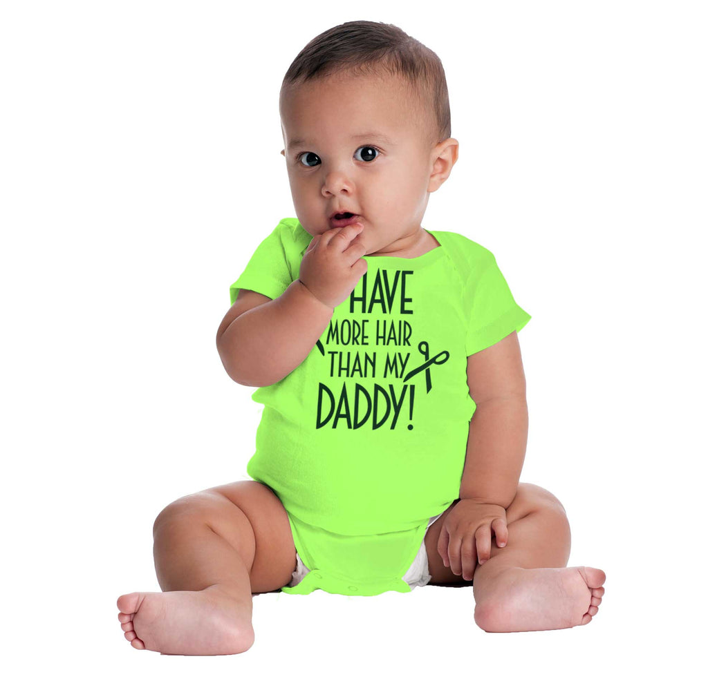 More Hair Than Daddy Romper Bodysuit-Direct To Garment Print-Brisco Baby
