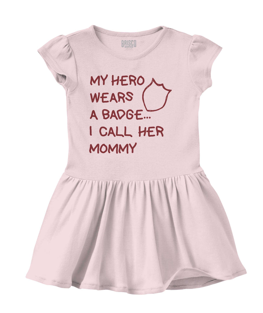 Hero Wears Badge Solid Baby Infant Dress-Direct To Garment Print-Brisco Baby