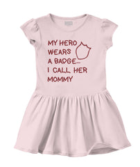 Hero Wears Badge Solid Baby Infant Dress-Direct To Garment Print-Brisco Baby
