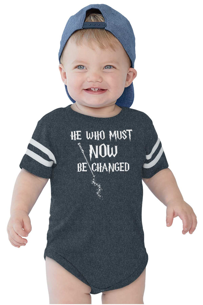 He Who Must Be Changed Football Romper Bodysuit-Direct To Garment Print-Brisco Baby