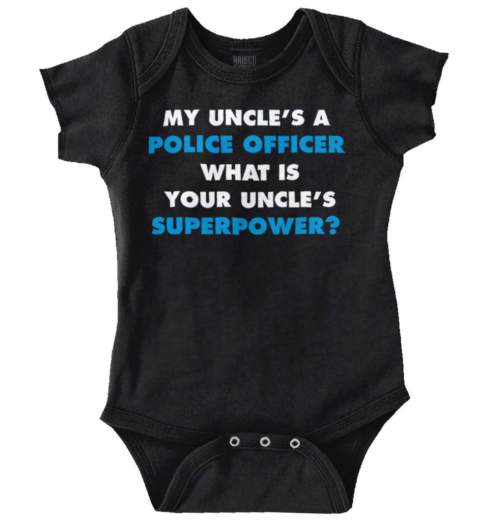 Uncle Police Officer Superpower Romper Bodysuit-Direct To Garment Print-Brisco Baby