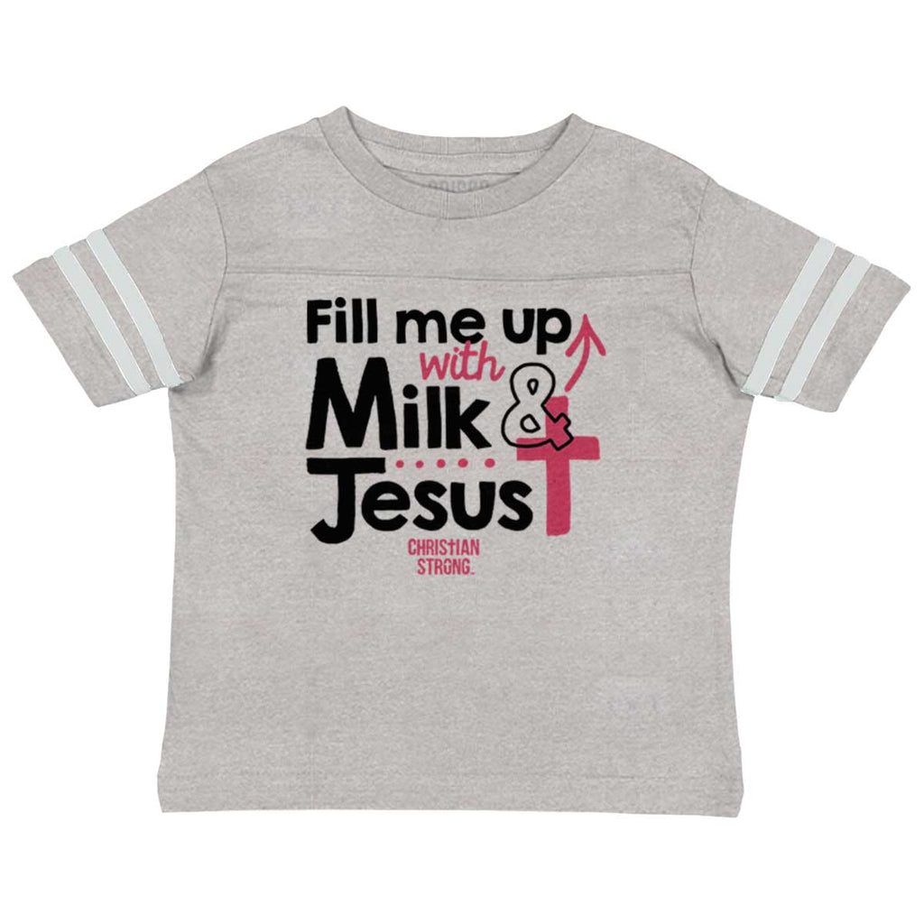 Milk And Jesus Toddler Football Jersey Tee-Direct To Garment Print-Brisco Baby