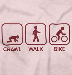 Crawl Walk Bike Toddler Ruffled Trim T-Shirt-Direct To Garment Print-Brisco Baby