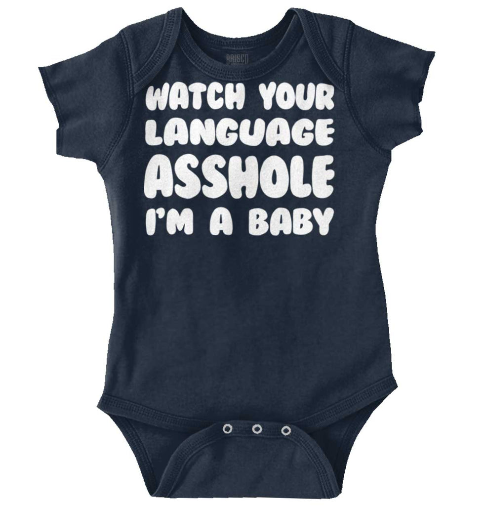 Watch Your Language Romper Bodysuit-Direct To Garment Print-Brisco Baby