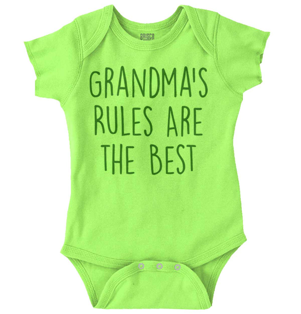 Grandma's Rules Are The Best Romper Bodysuit-Direct To Garment Print-Brisco Baby