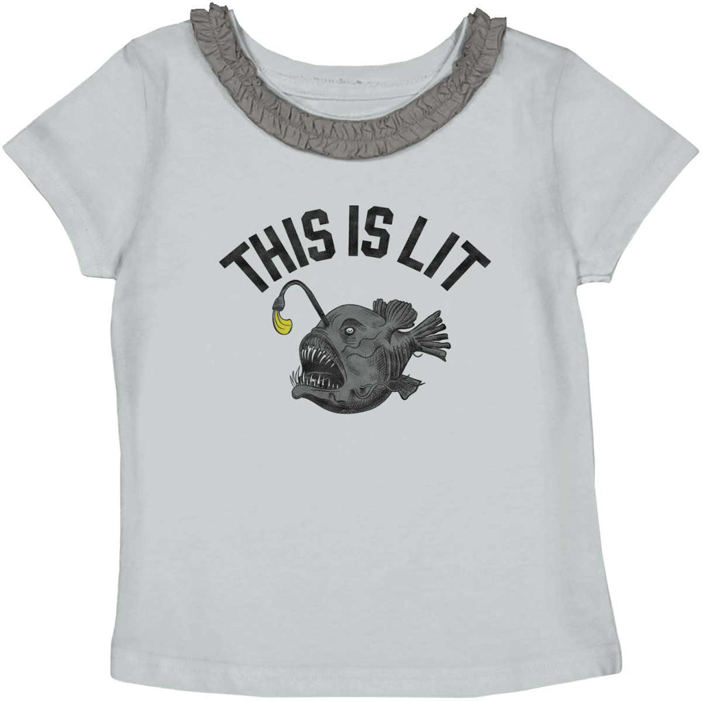 This Is Lit Ruffled Trim T-Shirt-Direct To Garment Print-Brisco Baby