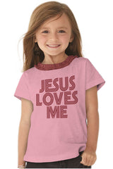 Christ Loves Me Toddler Ruffled Trim T-Shirt-Direct To Garment Print-Brisco Baby