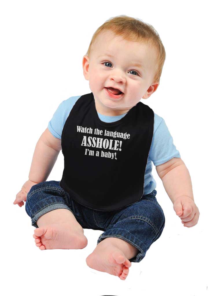Watch The Language Infant Baby Bib-Direct To Garment Print-Brisco Baby