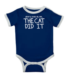 Cat Did It Ringer Romper Bodysuit-Direct To Garment Print-Brisco Baby