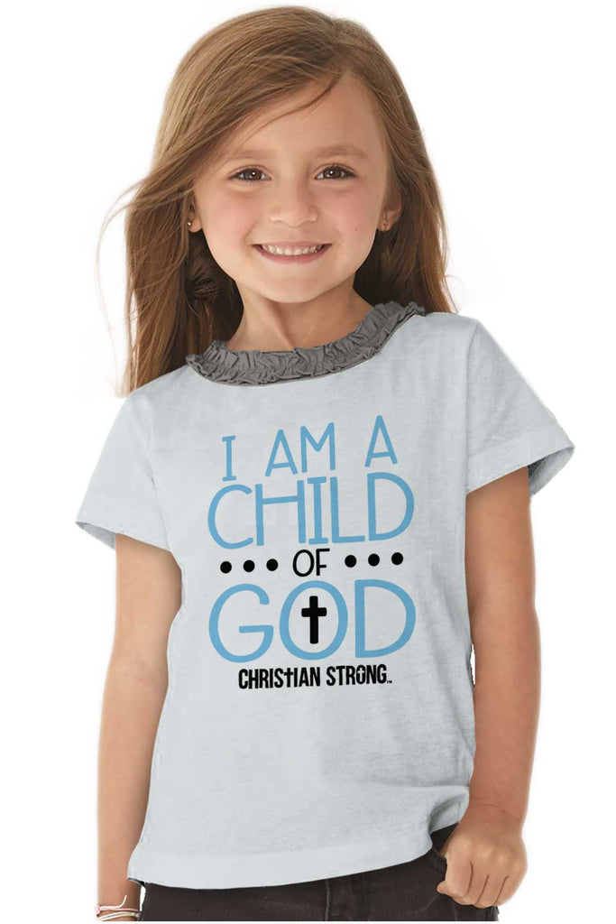 Cross Of God Toddler Ruffled Trim T-Shirt-Direct To Garment Print-Brisco Baby