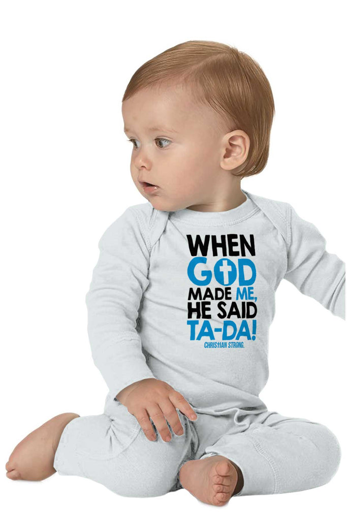 God Said Ta-Da Infant Baby Long Sleeve Coverall-Direct To Garment Print-Brisco Baby