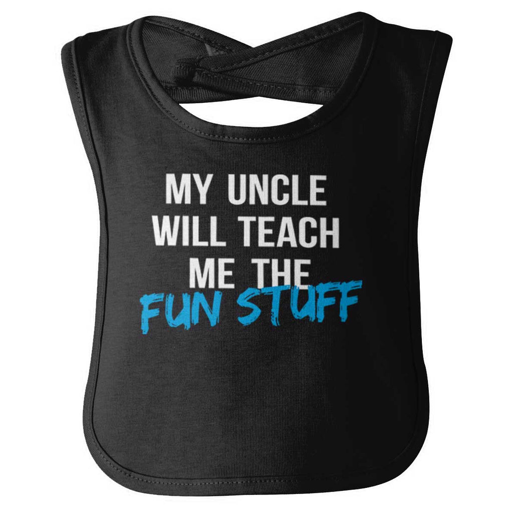 Uncle Teaches Fun Stuff Infant Baby Bib-Direct To Garment Print-Brisco Baby
