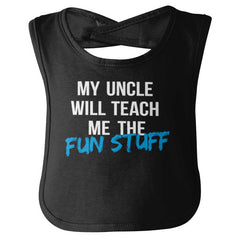Uncle Teaches Fun Stuff Infant Baby Bib-Direct To Garment Print-Brisco Baby